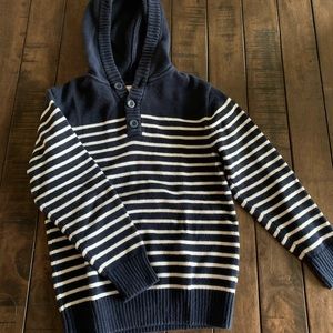Boys Navy & White Stripe Gymboree Hooded Sweater